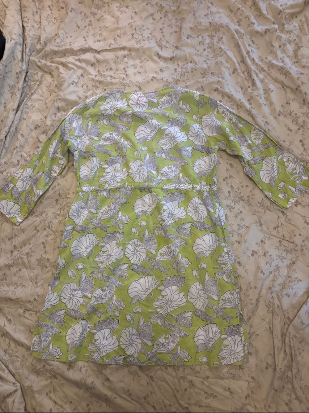 Gretchen Scott Designs Fish And Water Lily Long Sleeve Dress View 2